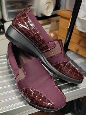 Clarks Burgundy Slip-On Comfort Shoes